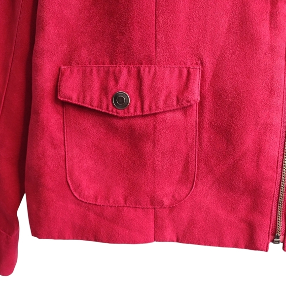 Studio Works Women's Red Faux Suede Lined ZIP Up Lined Blazer Jacket Size 16P - Picture 5 of 8